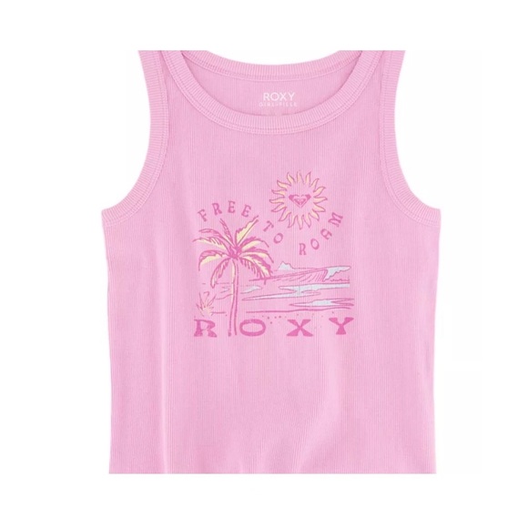 Roxy Tops - Roxy Girls Pink Palm Graphic Tank Top - Size 12-14. . NEW